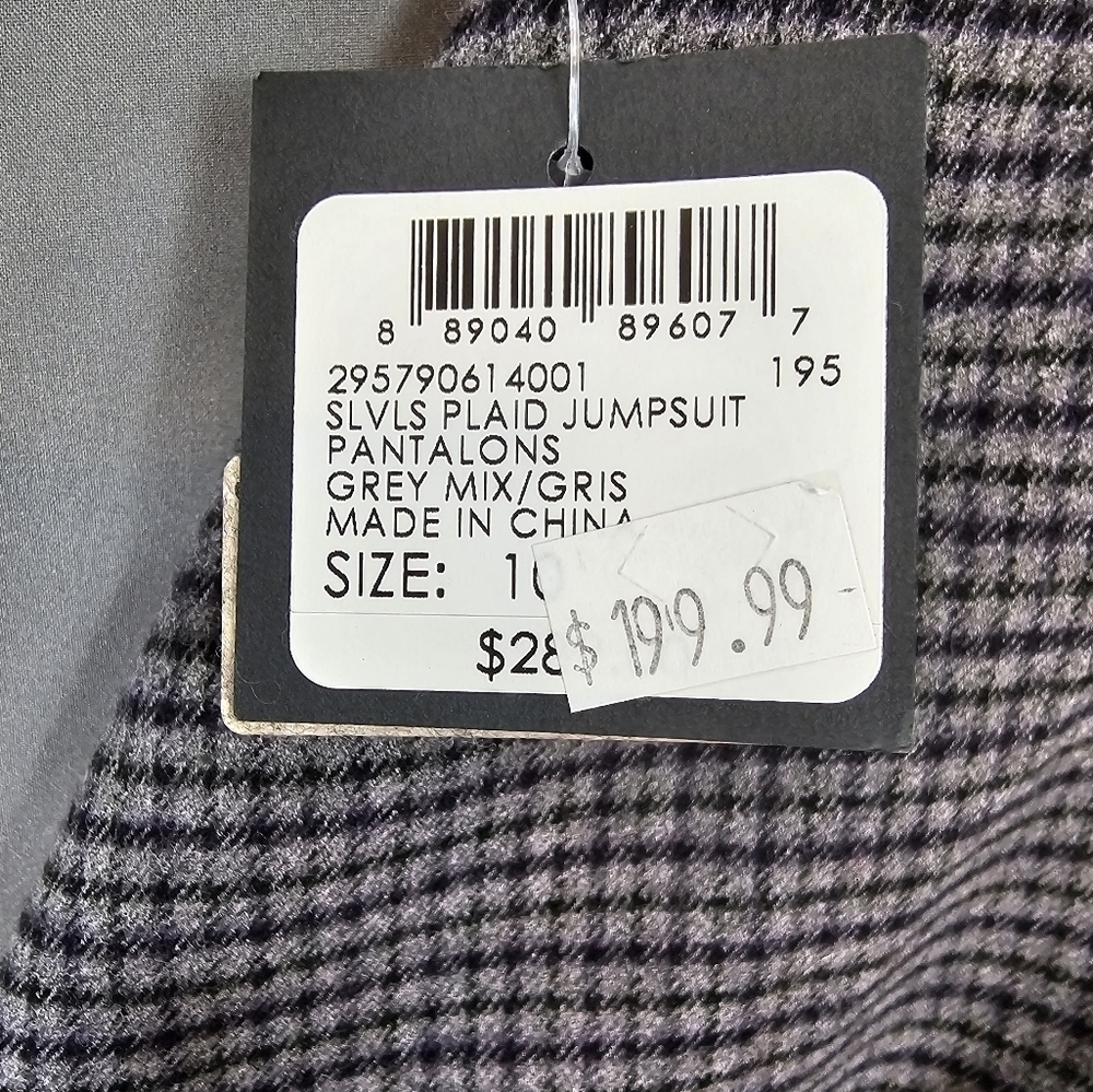 Grey plaid sleeveless jumpsuit Club Monaco in size 10 business casual career NWT - Picture 5 of 7